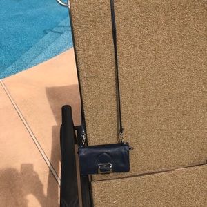 Issac Mizrahi  Crossbody Navy Leather Purse